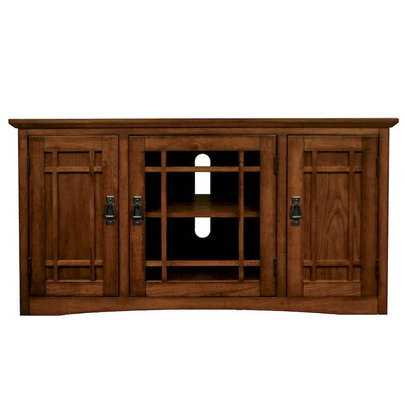 Leick Home Eck-TV-Ständer im Mission-Stil aus Massivholz