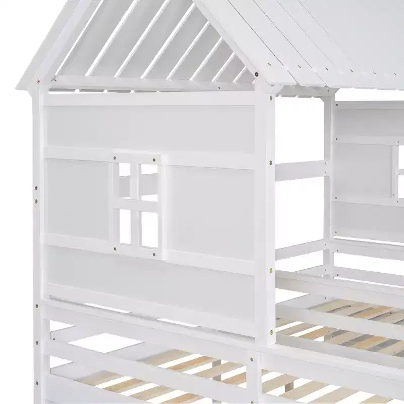 Lits plateformes Whisen House avec deux tiroirs pour chambre partagée de garçon et de fille