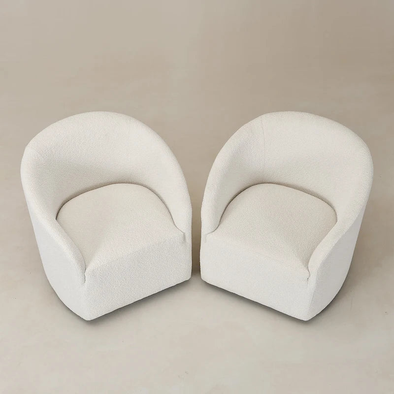 Fauteuil pivotant tonneau KINWELL 32 W rembourré en bouclé (lot de 2)