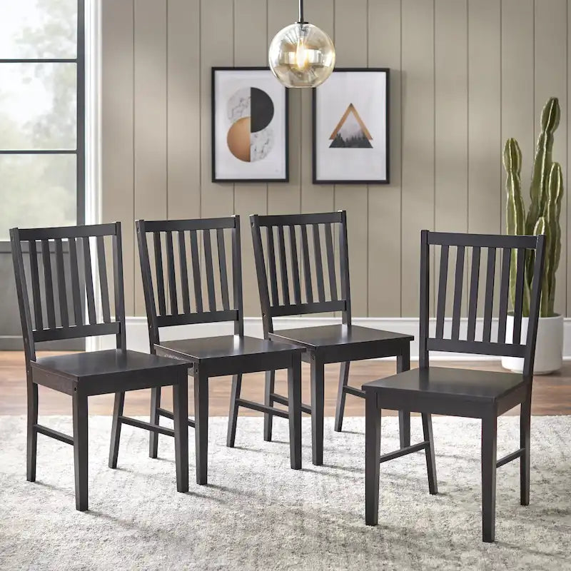 Set mit 4 Esszimmerstühlen aus Massivholz mit Sprossenlehne, stabilem Gestell, klassischem Design und einfacher Montage