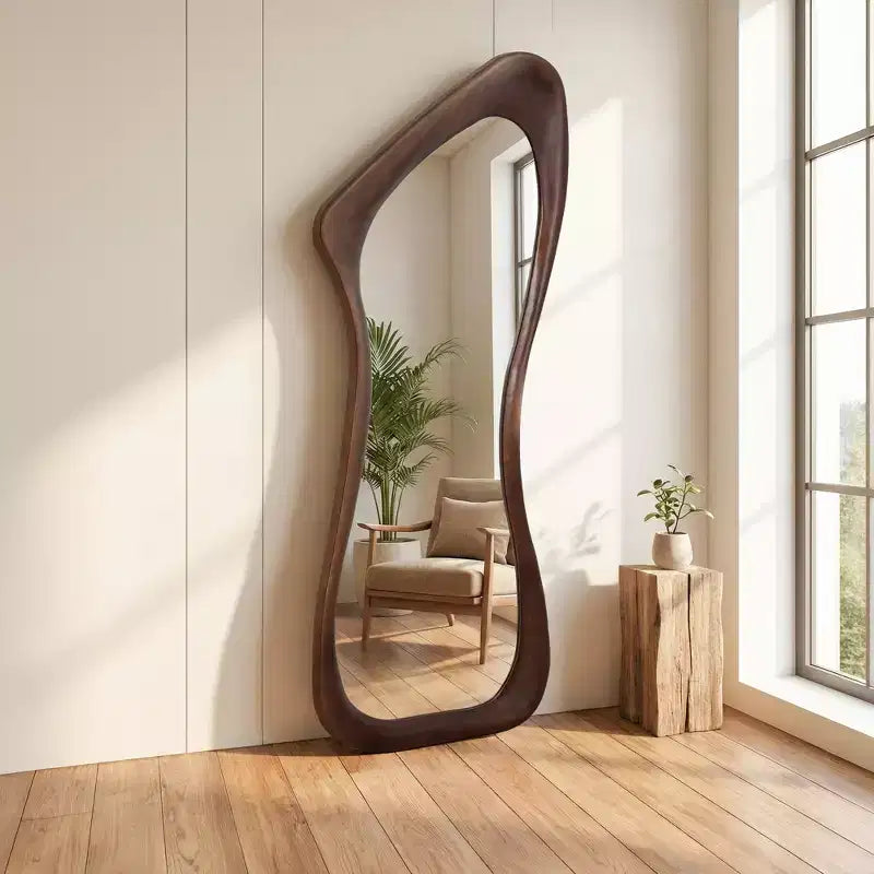 Dovelina asymmetrische passpiegel van 71H*31W, decoratieve staande spiegel, moderne badkamerspiegel voor woonkamer, eetkamer, hal en slaapkamer