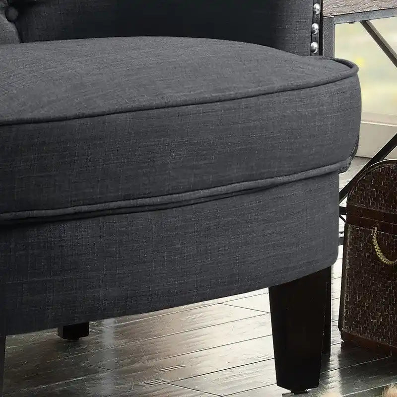 Poltrona decorativa Moser Bay Mignon in velluto/lino, larga 30, con schienale alto e bottoni