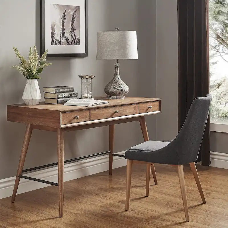 Schreibtisch aus Holz „Aksel“ mit 3 Schubladen von iNSPIRE Q Modern