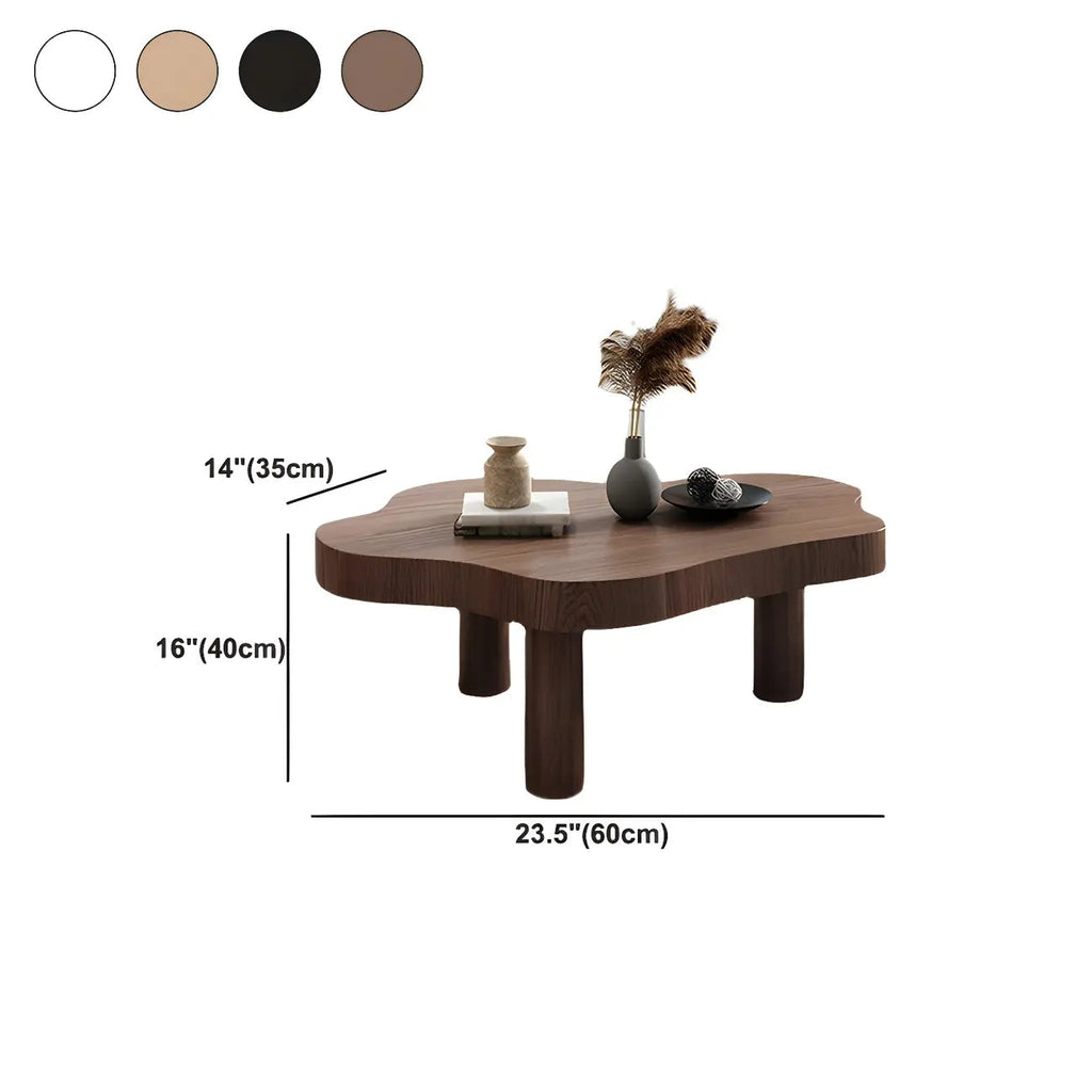 Natural Cloud-Shaped Pine Coffee Table with 3 Legs