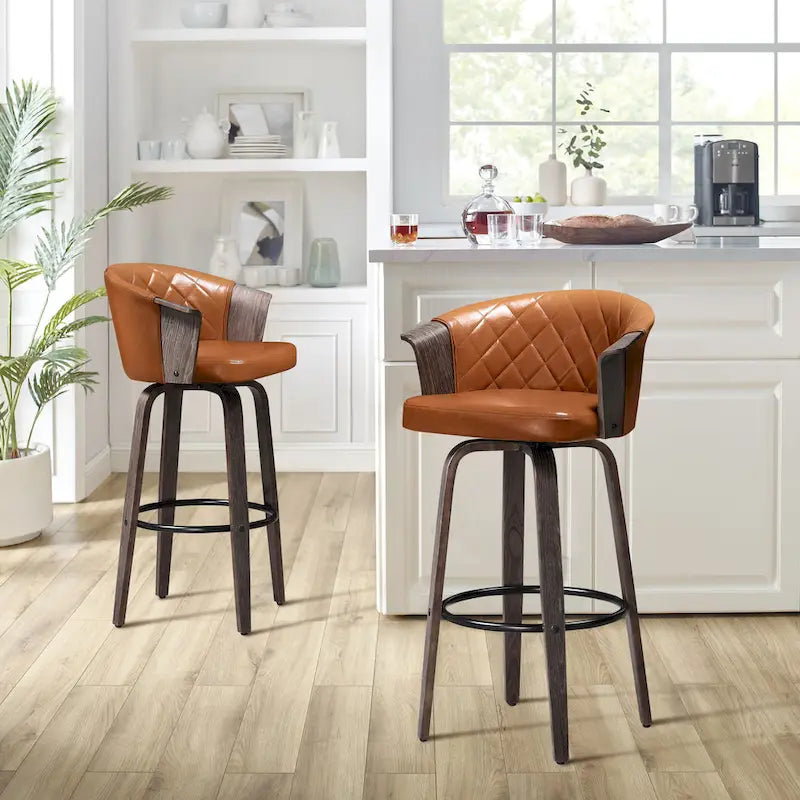 Art Leon drehbare Tresenhocker im Mid-Century-Modern-Stil (2er-Set)