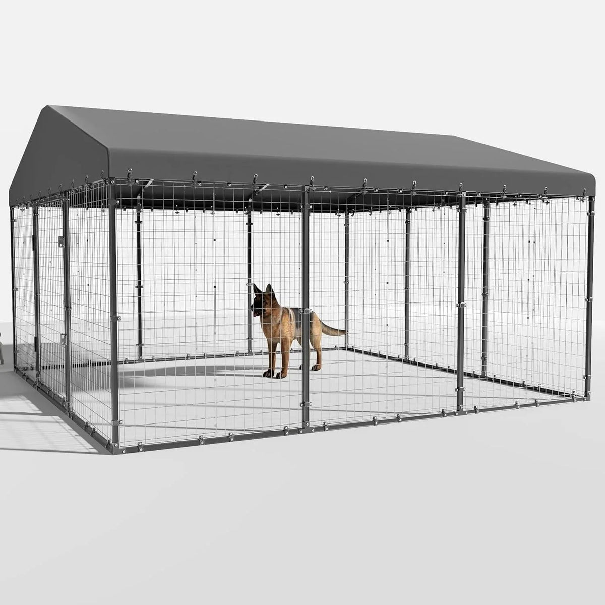 W 118 x P 118 x H 70, grande cuccia da esterno per cani, recinto robusto con tetto impermeabile