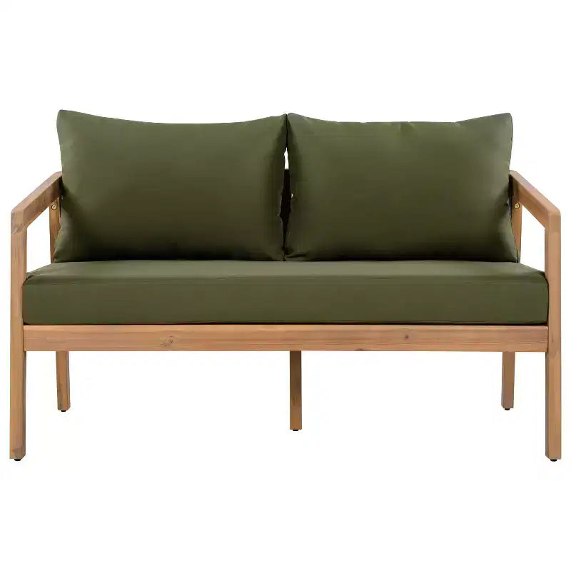 Ensemble de sièges moderne Sunny de Christopher Knight Home, 5 pièces en acacia, avec table rectangulaire à lattes et 7 places
