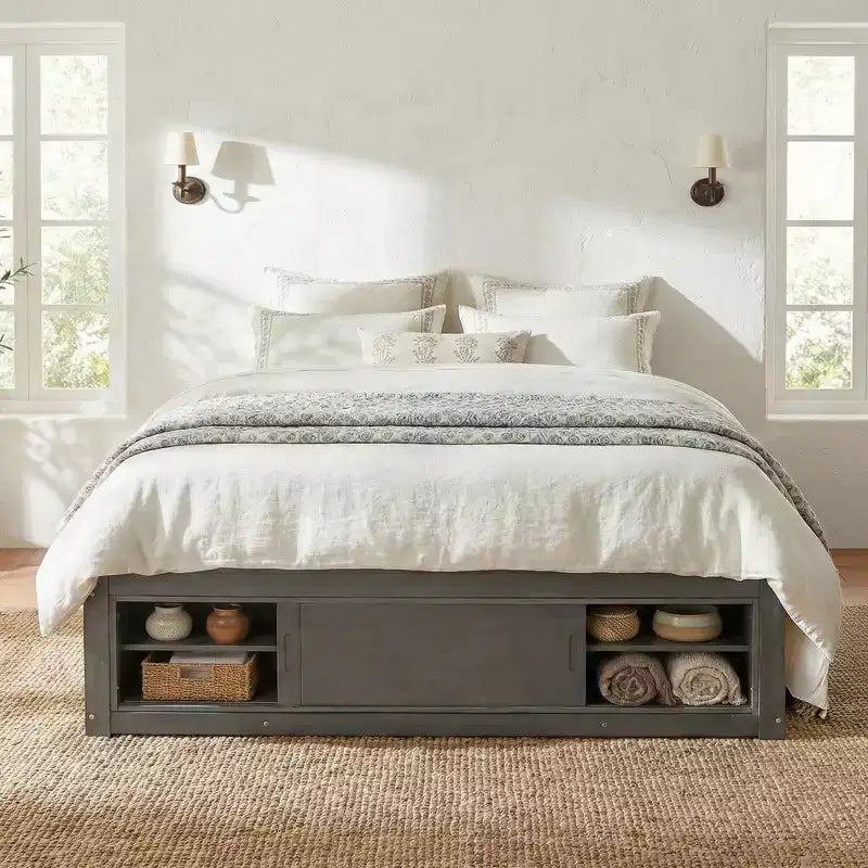 Struttura letto contenitore Whisen Queen con 4 cassetti e vano contenitore nella pediera