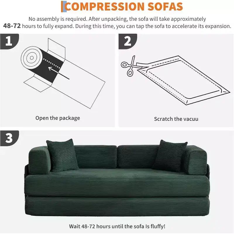 Canapé-lit convertible 5 en 1, banquette modulaire en velours côtelé de 78.8 avec cadre robuste, futon multifonction pour petits espaces, salon et chambre d’amis