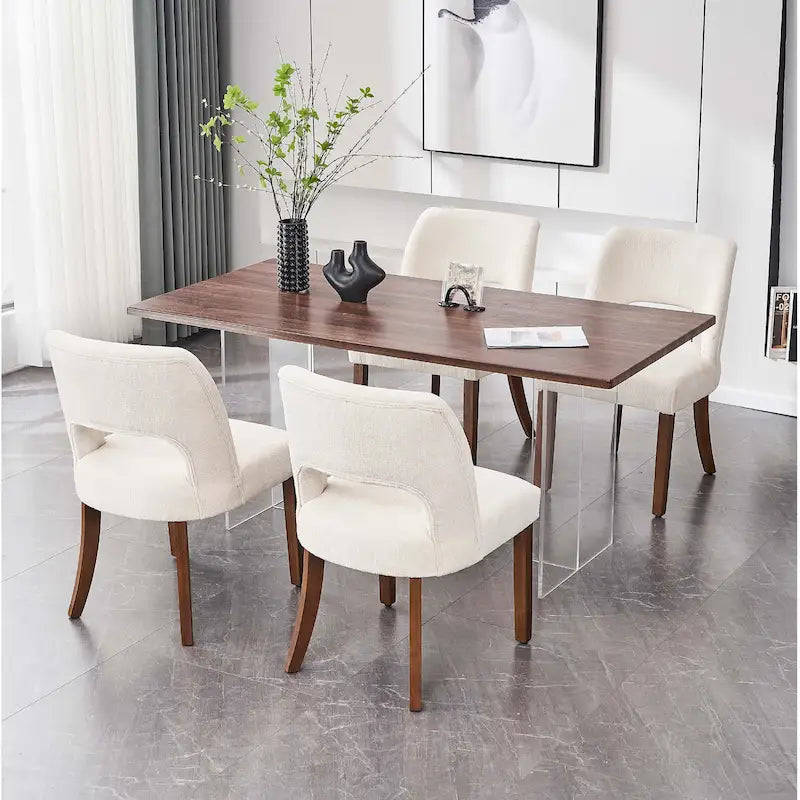 Set van 4 eetkamerstoelen met stoffen bekleding