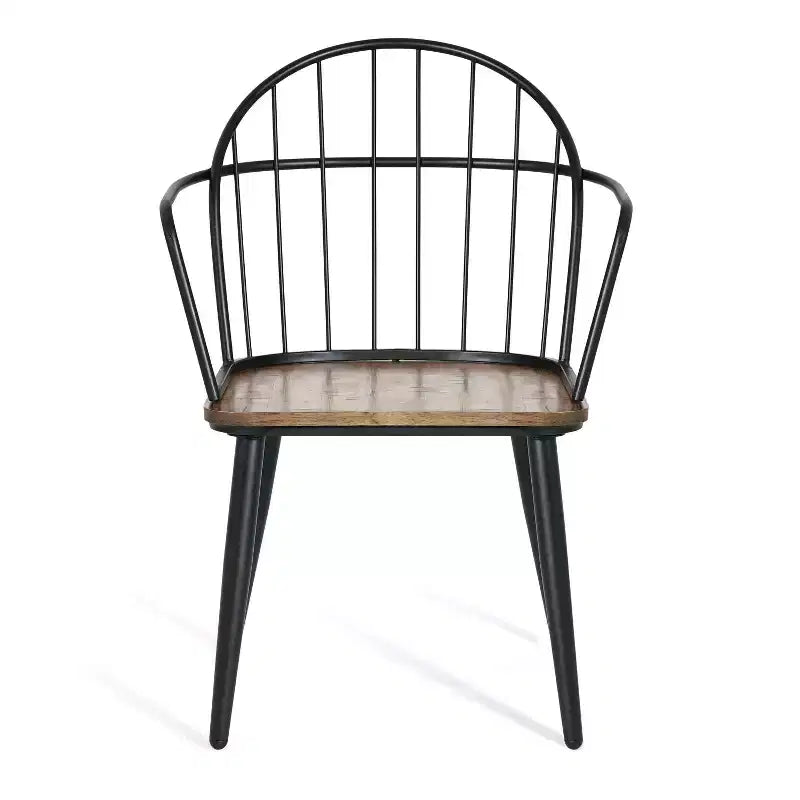 Set da pranzo da 5 pezzi con 4 sedie e tavolo rotondo/quadrato, nero+naturale/noce-ModernLuxe