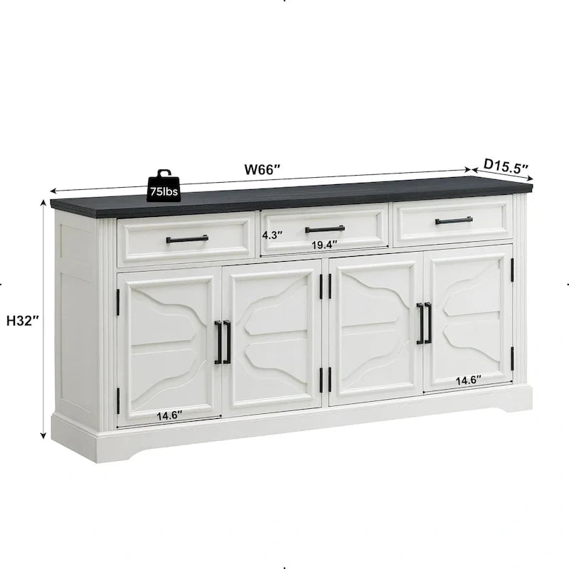 Credenza a buffet in stile rustico, mobile per angolo caffè o bar per vini per sala da pranzo - N/A