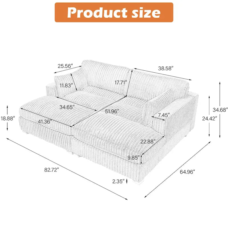 Modulaire hoekbank van stof voor de woonkamer en slaapkamer