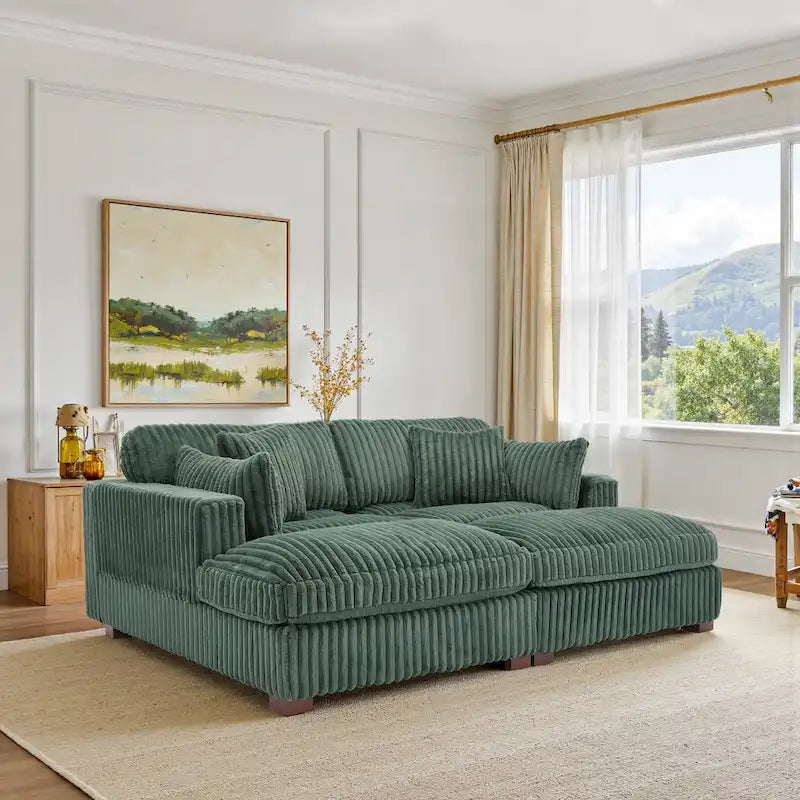 Modulaire hoekbank van stof voor de woonkamer en slaapkamer