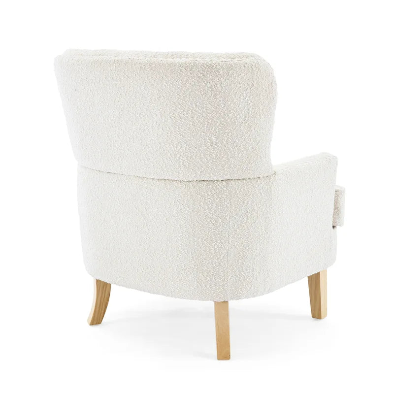 Fauteuil club en bouclé couleur amande avec clous décoratifs, par Christopher Knight Home