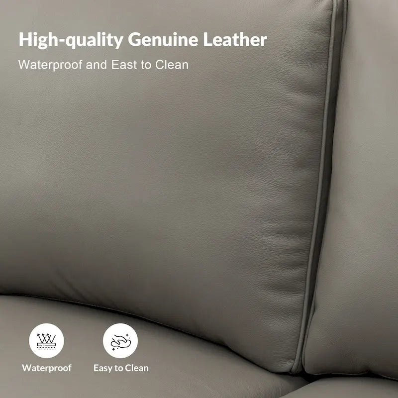 Balvino Sofa mit 81 cm Breite, im Übergangsstil, aus echtem Leder, mit gerollten Armlehnen, Nagelkopfbesatz und abnehmbaren Kissen
