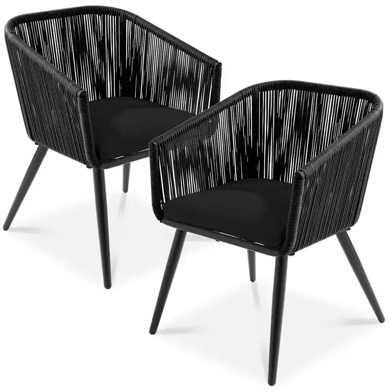 Best Choice Products Set aus 2 Garten-Esszimmerstühlen mit geflochtenem Korbgeflecht, Belastbarkeit 250lb