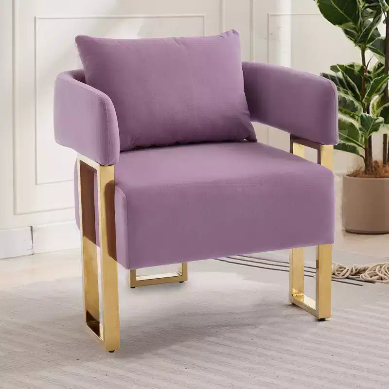 Set van 2 moderne gestoffeerde fauteuils met gouden metalen poten voor woonkamer, slaapkamer of kantoor
