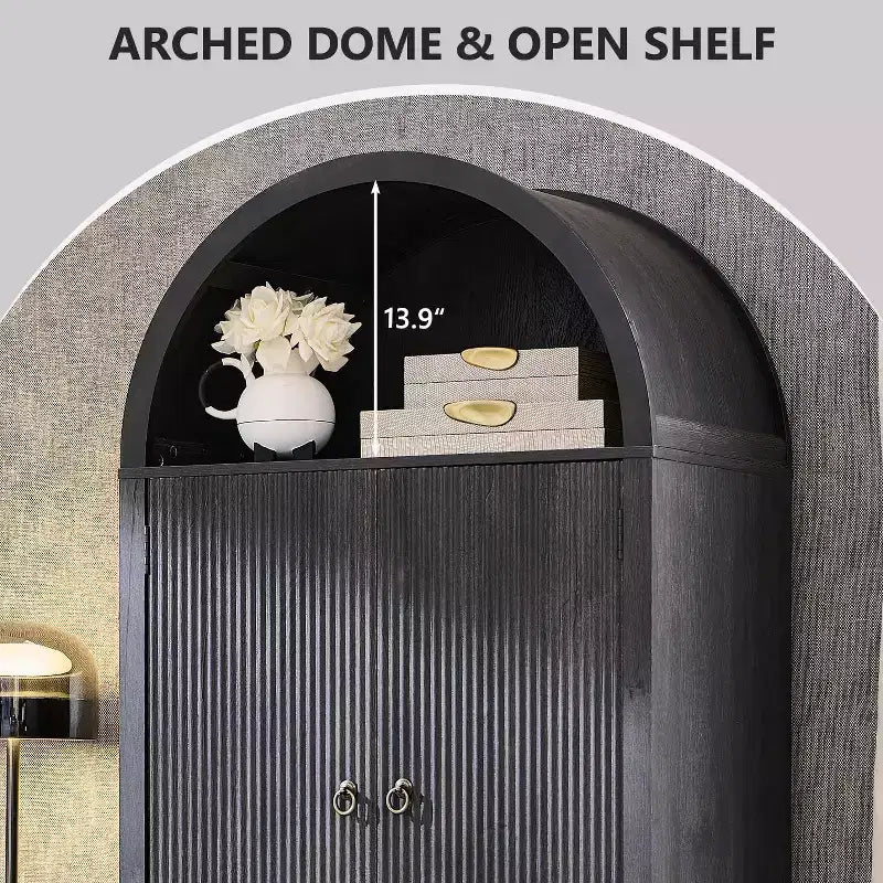 Dispensa da cucina alta 71 con arco, mobile contenitore moderno con 3 ripiani regolabili e 6 ripiani nelle ante, per cucina e soggiorno