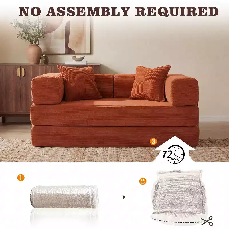 Dyonery 65-Zoll-Fünf-in-eins-Klappsofabett für den Boden, zum Doppelbett-Sofabett umwandelbar, mit festem Metallrahmen, Cord