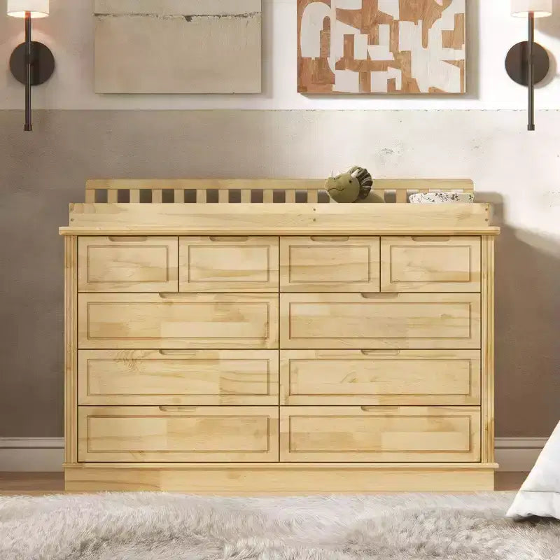 Homsee Solid Pine Wood Diaper Changing Table & Dresser: Removable Station,Drawer Storage, All-in-One Nursery Essential for Parents