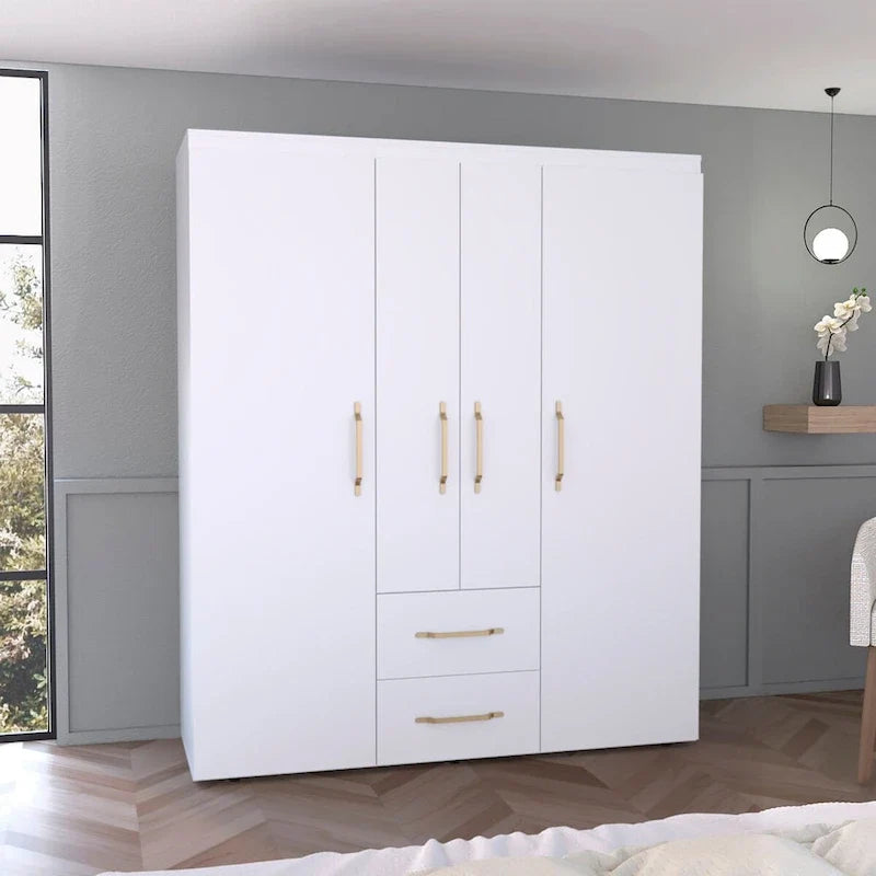 Armoire Bariloche avec tringles de penderie, étagères et 2 tiroirs