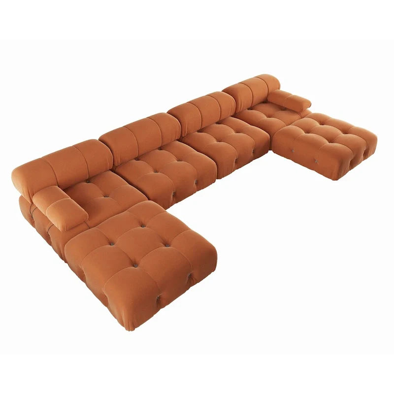 Canapé modulaire convertible de 138, canapé minimaliste en velours en U