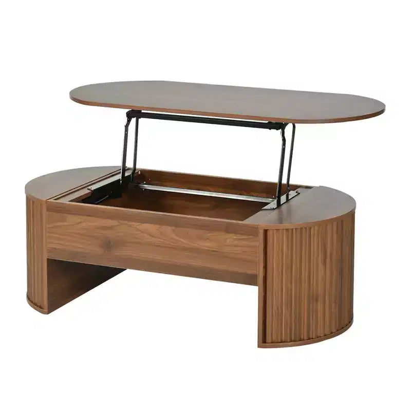 Salontafel van 47.2 met hefblad, ovale houten middentafel met verborgen opbergruimte, moderne cocktailtafel voor de woonkamer, slaapkamer of het kantoor