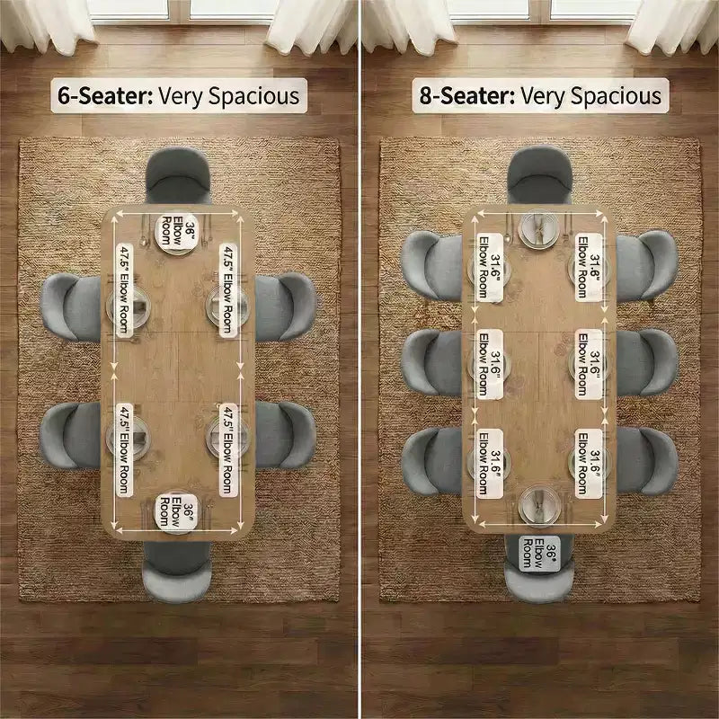 Eetkamerset met 7 delen, uitschuifbare tafel van 78-96 met schraagonderstel en gestoffeerde stoelen met poten van massief hout-Panipeachy