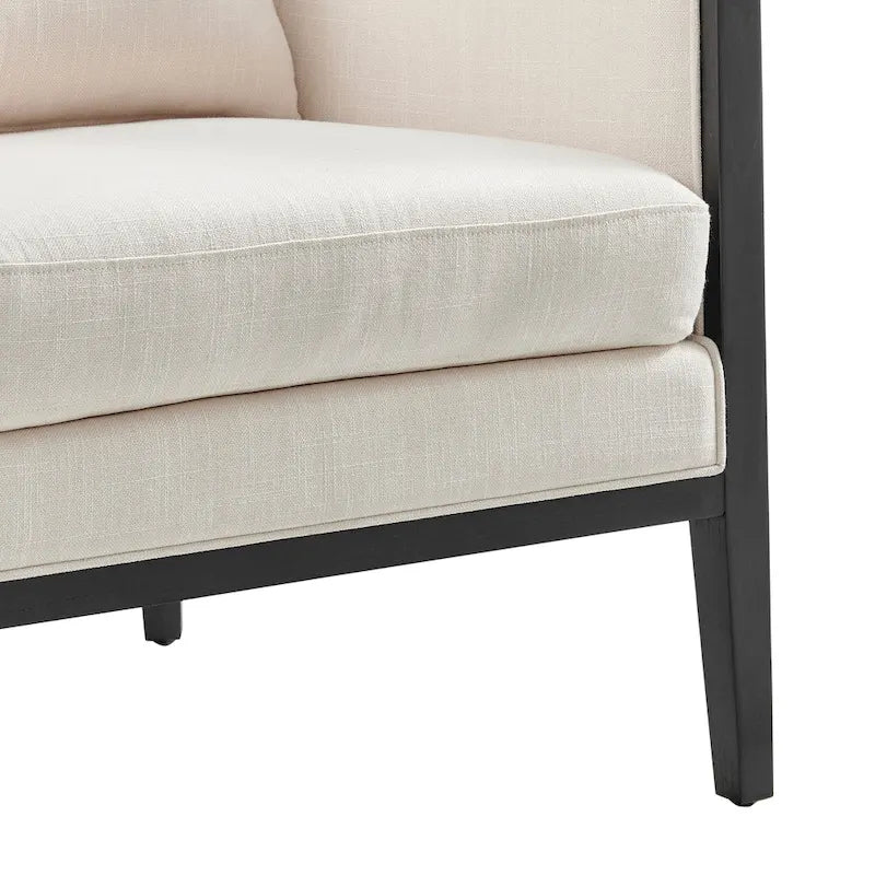 Tillman linnen fauteuil met rotan
