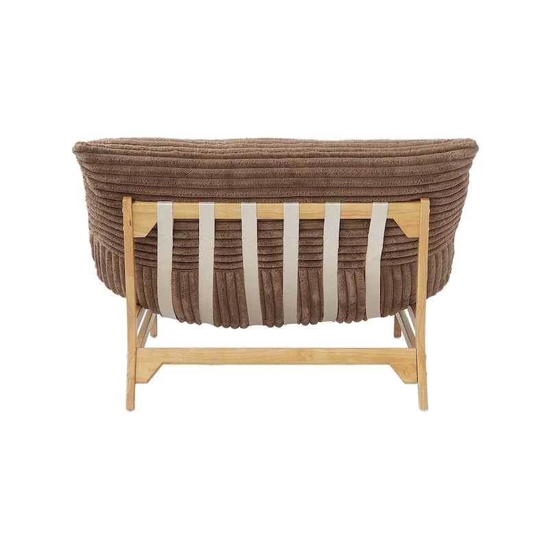 Fauteuil poire d’appoint grand format en peluche, avec structure en bois massif, confortable et garni de duvet
