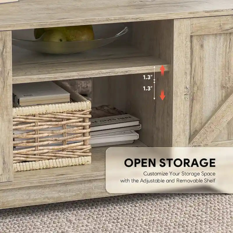 47 Rustic Farmhouse Coffee Table with Storage & Sliding Doors