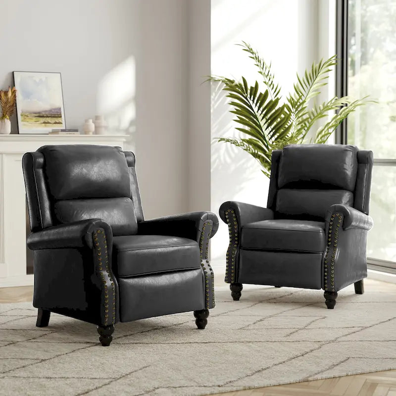 Set mit 2 modernen Relaxsesseln mit gepolstertem Sitz aus Kunstleder/Stoff