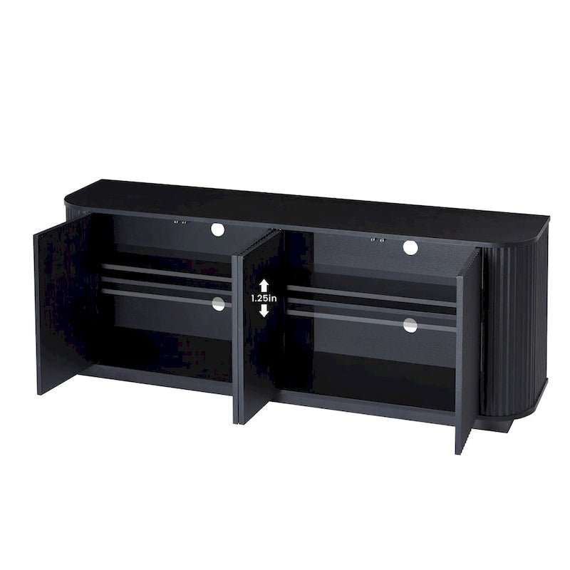 Credenza contenitore e mobile TV con motivo a onde, mobile buffet in legno a righe verticali