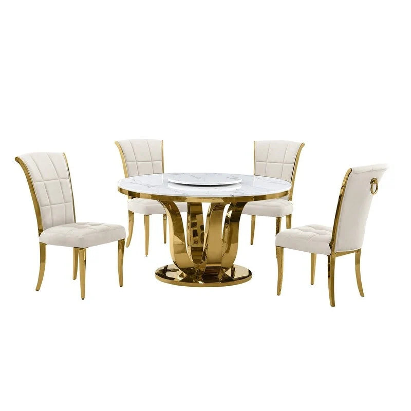 Best Quality Furniture D325-SC324-7 runde Essgruppe, 5-teilig
