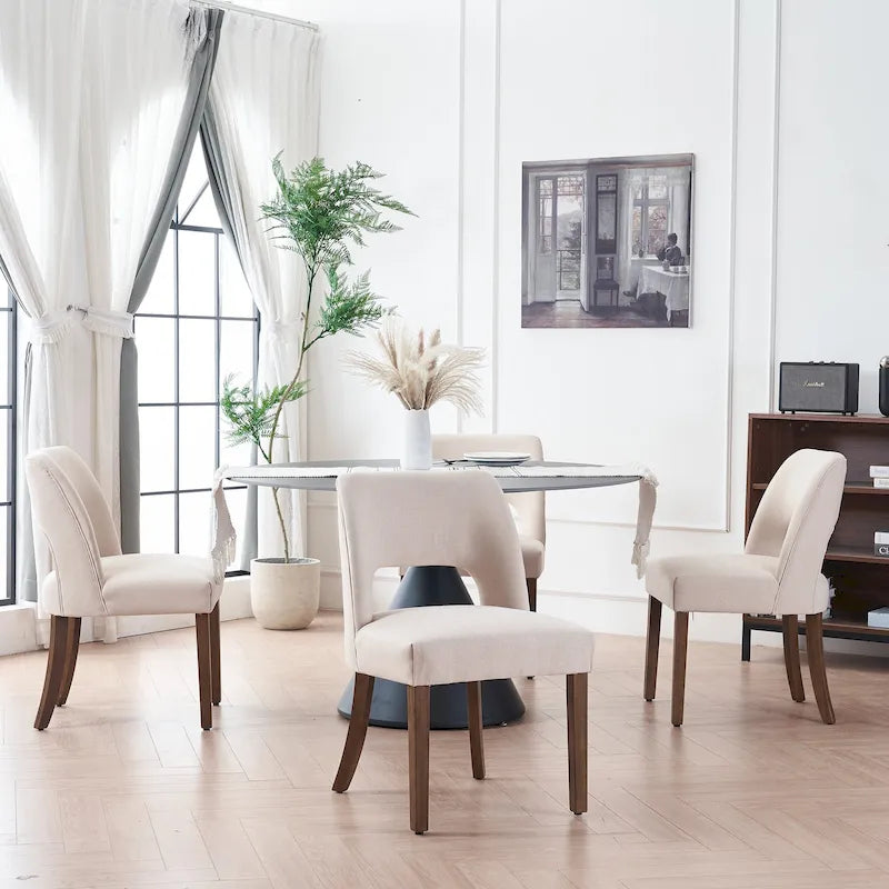Set van 4 eetkamerstoelen met stoffen bekleding