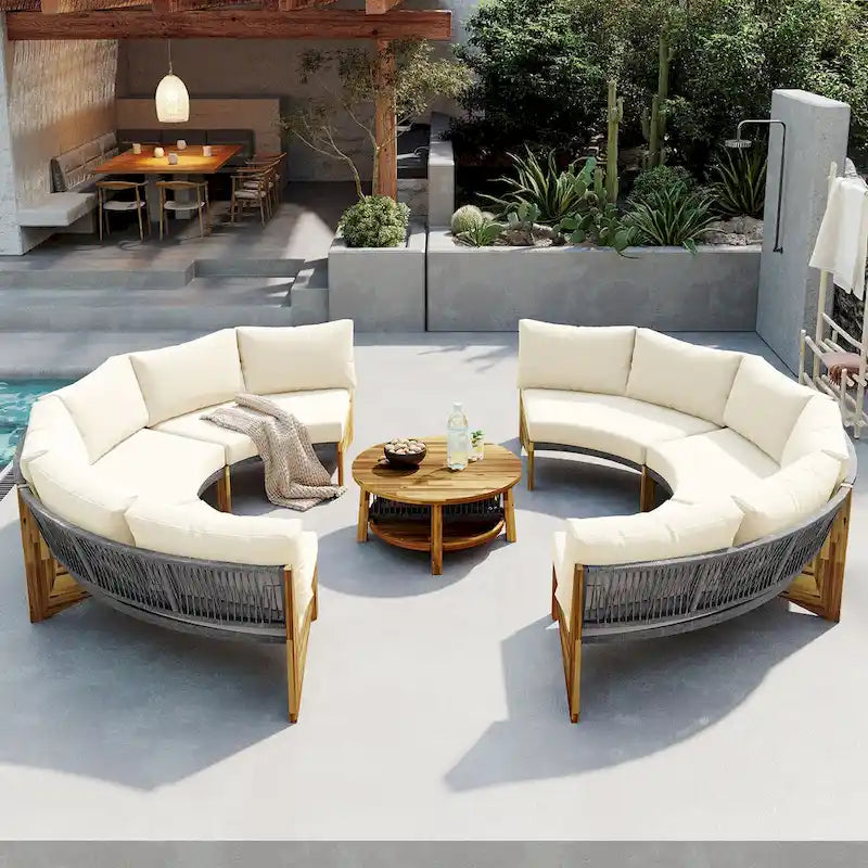 Gartensitzgruppe für 6 Personen mit Polstern und 1Couchtisch