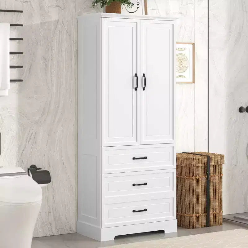 Mobile contenitore da bagno, mobile autoportante con ripiano regolabile, 2 cassetti e 2 ante per bagno, ufficio domestico, cucina, soggiorno e camera da letto