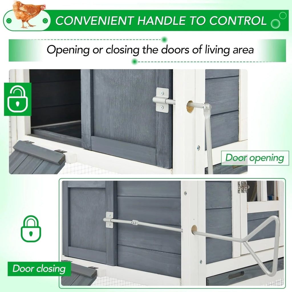 AECOJOY großer Hühnerstall 144 mit Auslauf, hölzerner Geflügelkäfig mit Stall