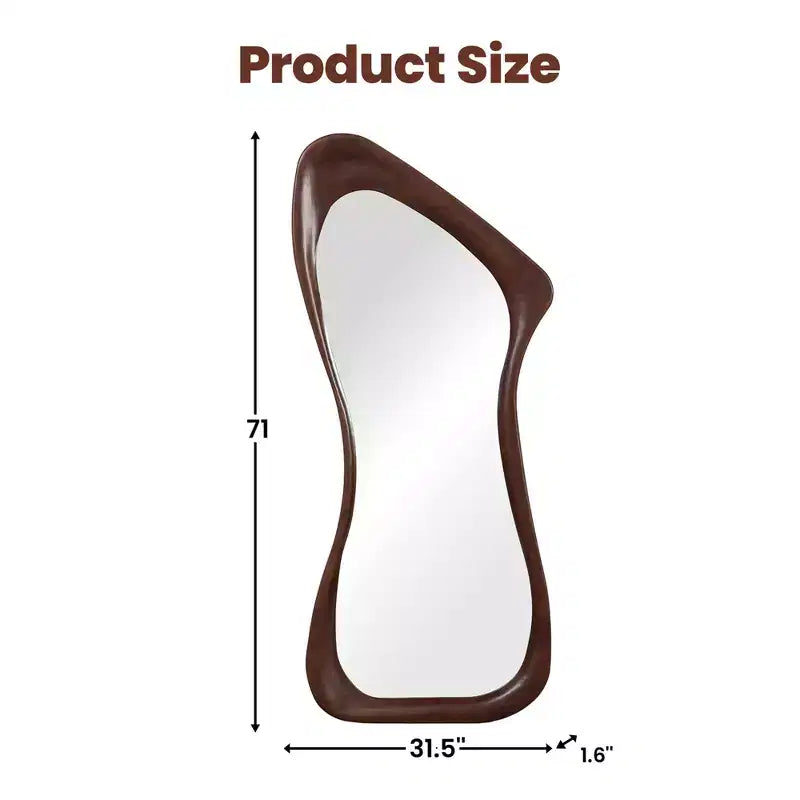 Dovelina asymmetrische passpiegel van 71H*31W, decoratieve staande spiegel, moderne badkamerspiegel voor woonkamer, eetkamer, hal en slaapkamer