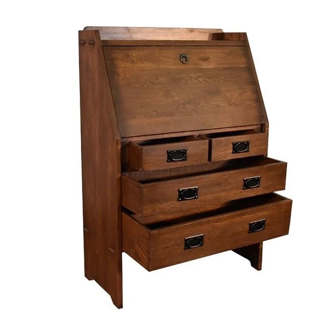 Bureau secrétaire Arts and Crafts Mission en chêne massif