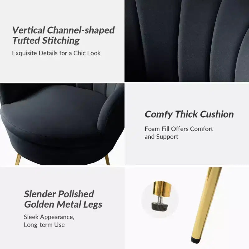 Comfy Barrel Chair with Golden Metal Legs, Living Room Accent Chair