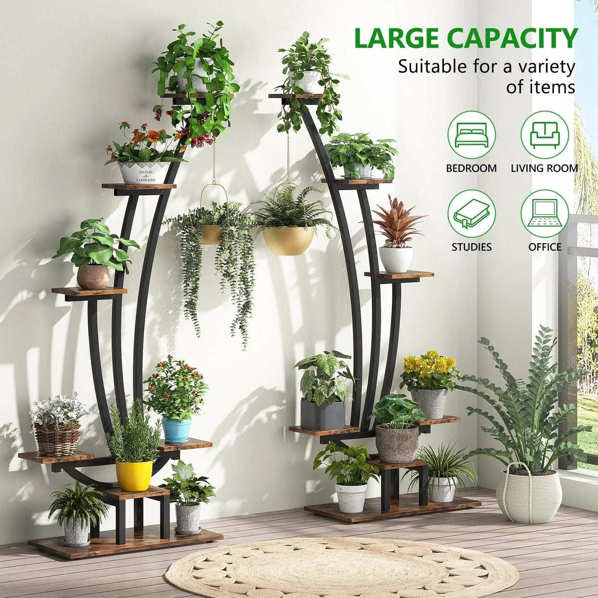 Pflanzenständer für Innenräume, sechsstufiges Blumenregal für Haus und Garten - 2er-Set