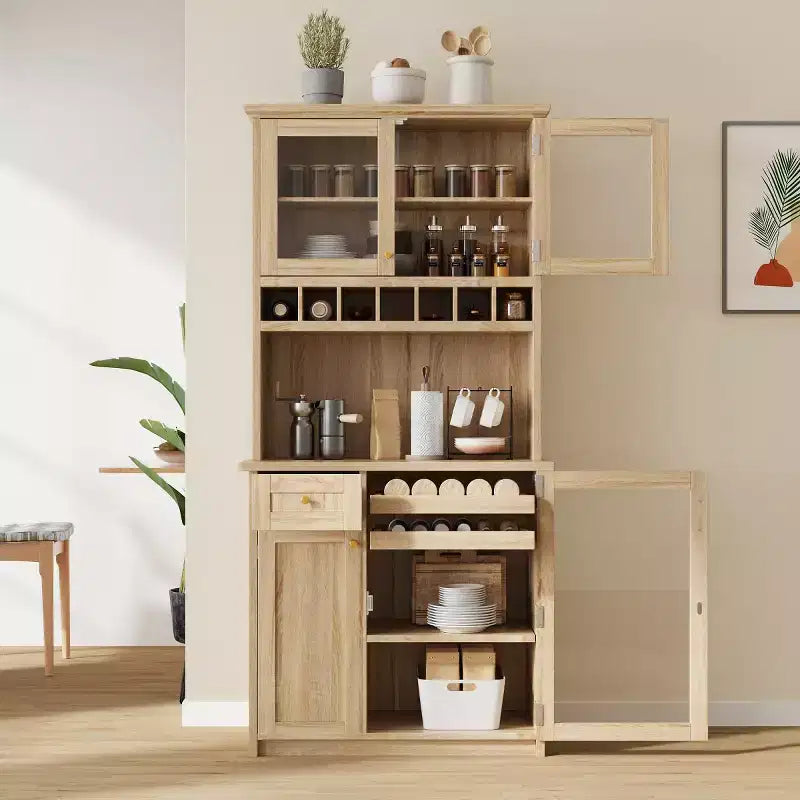 Küchenvorratsschrank, 75 hoch, mit Glastüren