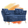 Gepolstertes Sofa mit goldfarbenen Metallbeinen, Club-Zweisitzer für Wohn- und Lesezimmer, Schlafzimmer, Apartment, kleine Räume und Wohnheime