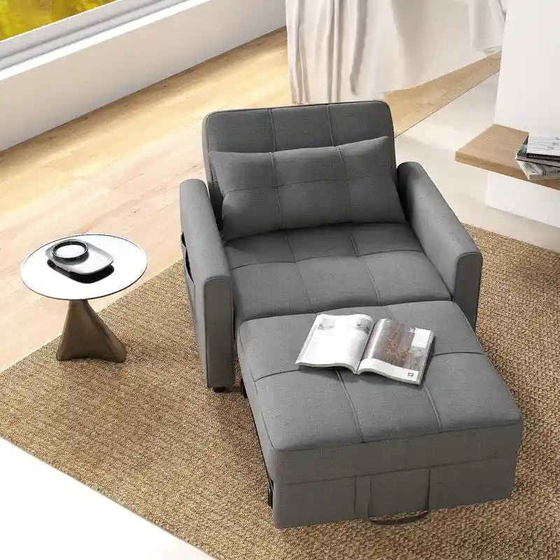 3-in-1-Ausziehbarer Schlafsessel mit Schlaffunktion, umwandelbares, verstellbares und faltbares Polstersofa