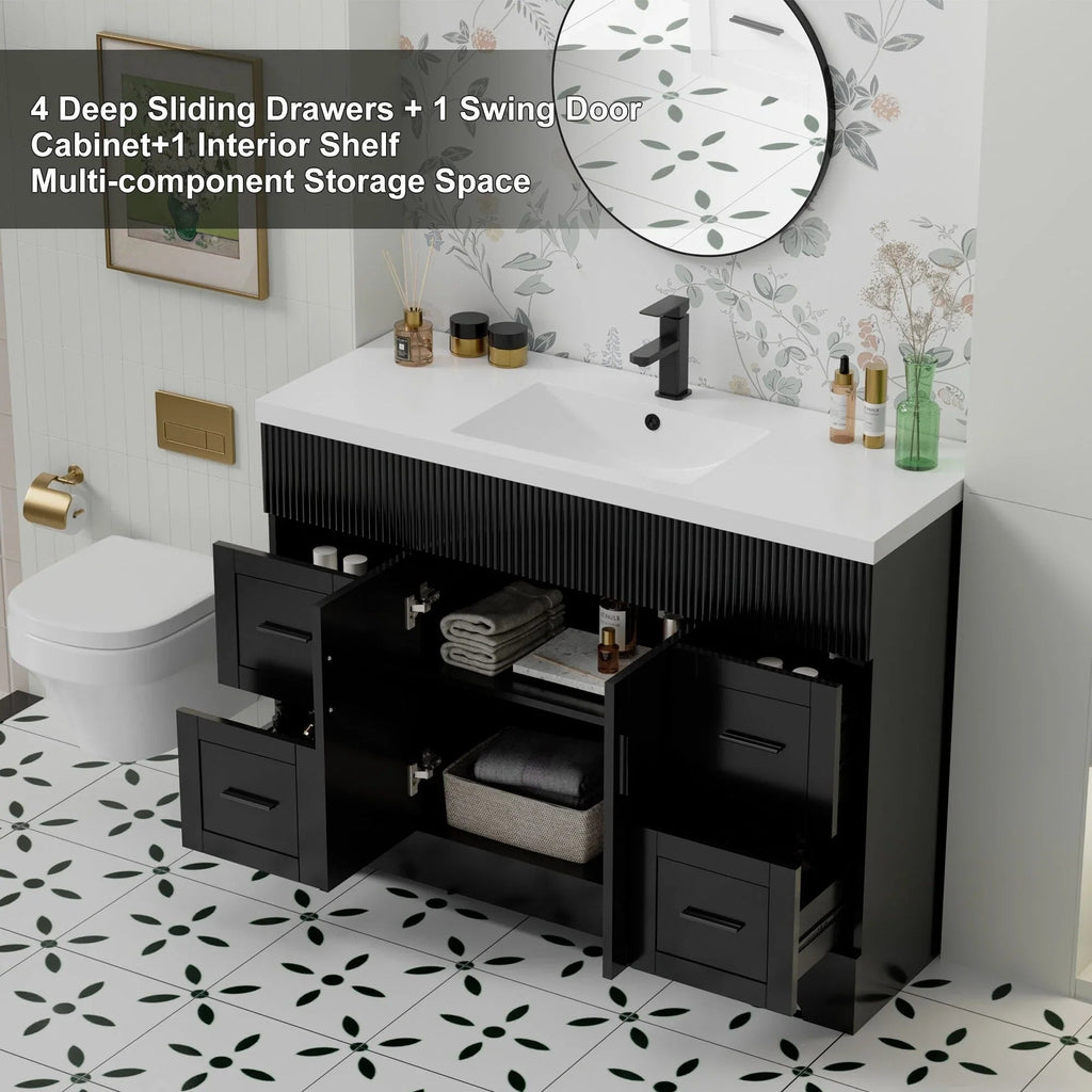 Ensemble meuble-lavabo de salle de bain Wavy Line 30/36/48 avec lavabo et robinet