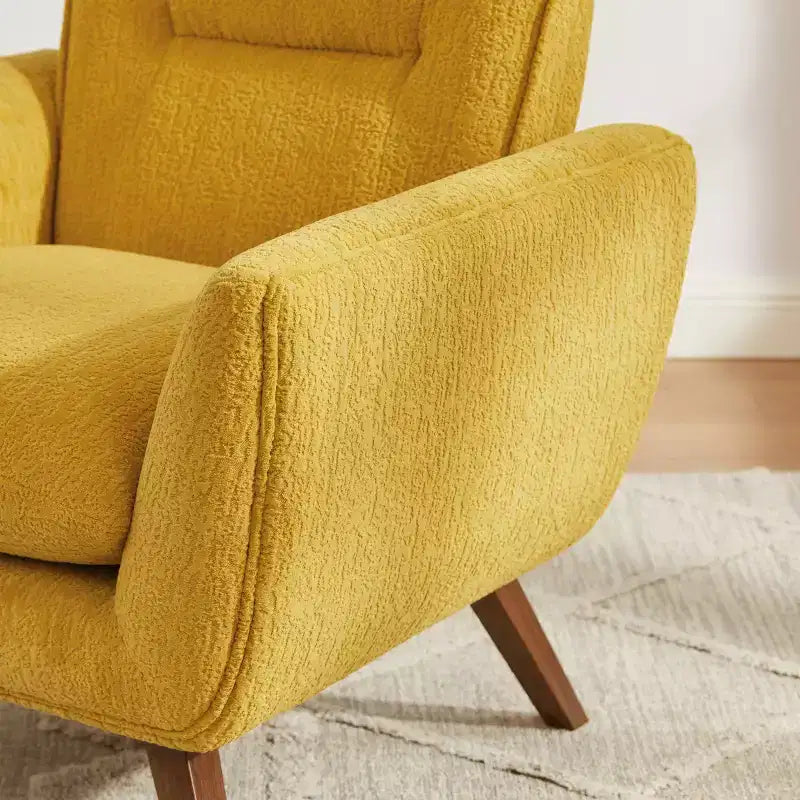 Fauteuil d'appoint confortable en flanelle jacquard Art Leon avec pieds en bois