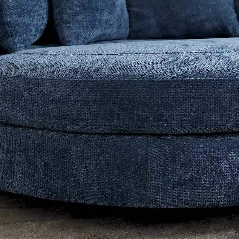 Fauteuil canapé moderne rond de style tonneau avec 5 coussins et pouf en option