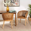 Ensemble de 2 chaises de salle à manger Mario de Bali & Pari, en teck brun naturel et rotin, style bohème moderne